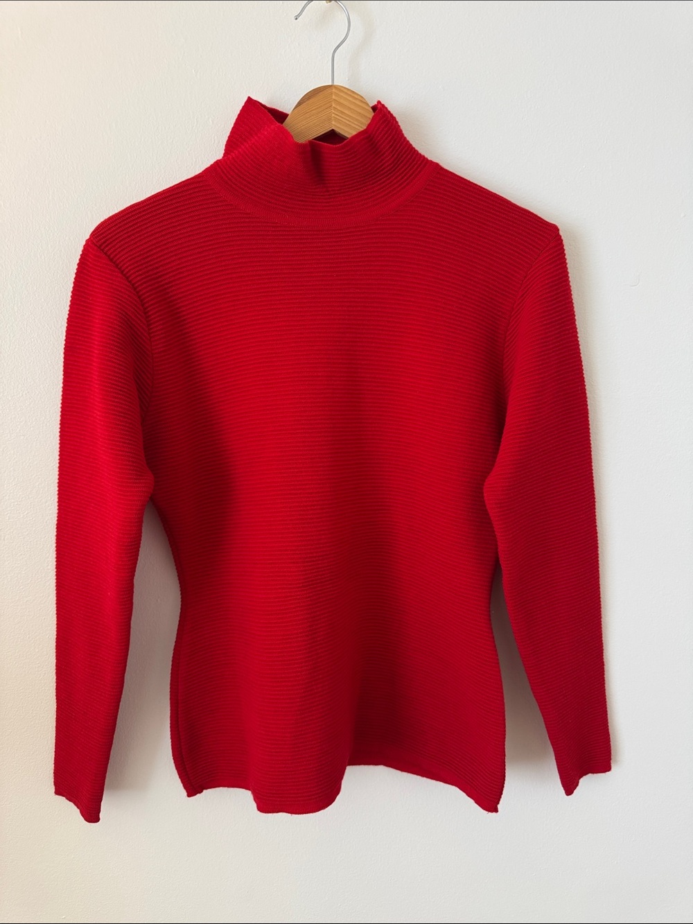Vintage Perry Ellis Made in Italy 100% Merino Wool Ribbed Mock Neck Sweater L